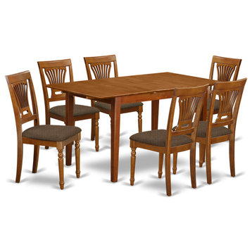Pspl7-Sbr-C, 7-Piece Kitchendinette Set, Table With Leaf and 6 Chairs