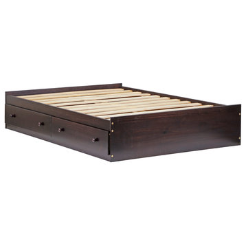 100% Solid Wood Kansas Full Mate's Platform Storage Bed, Java