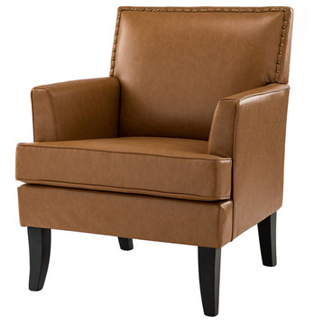 34" Living Room Accent Chair With Arms, Camel