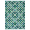 Noble House Erasmo 90x63" Indoor Fabric Geometric Area Rug in Blue and Green