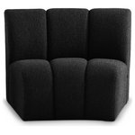 Meridian Furniture - Infinity Boucle Fabric Upholstered Modular Chair, Black - Mix and match this Infinity boucle fabric modular chair with other items in the Infinity collection to find the best possible seating solution for your gang. Rich black boucle fabric feels welcoming and soft to the skin, so you stay seated comfortably for the big game or while watching your favorite programs. Deep channel tufting adds to the longevity and durability of this modular chair while giving it texture.