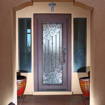 Athens Iron Entry Door with Square Frame and Braided Handle