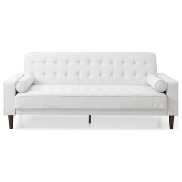 Andrews 85 in. W Flared Arm Faux Leather Straight Sofa, White