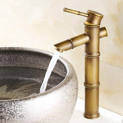 Antique Brass Bathroom Sink Faucet - Bamboo Shape Design T0418HA - Bathroom Sink Faucets