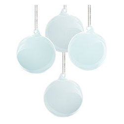 Milk Glass Globes - Large Sky Blue - Set of 4 - New - Christmas Ornaments