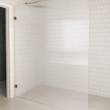 Large walk in fluted glass shower screen in Bacchus Marsh