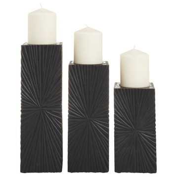 CosmoLiving by Cosmopolitan Black MDF Contemporary Candle Holder