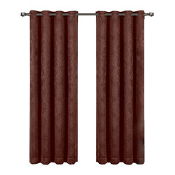 Royal Tradition - Bella Blackout 2PC Embossed Grommet Panels, Chocolate, 104"x108" - Curtains