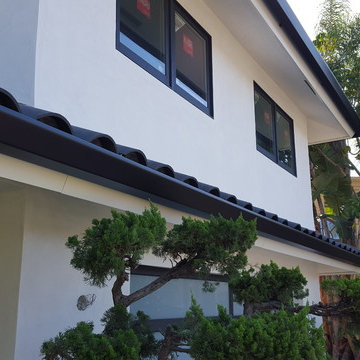 Huntington Beach California, White Fascia Wrap, Black 6 inch Angle Face Gutters