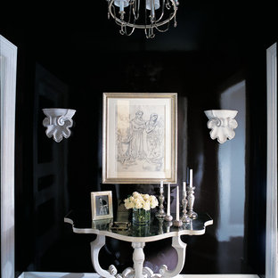 Idéer för vintage hallar, med svarta väggar och svart golv