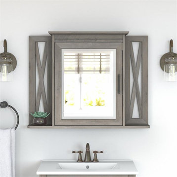 Key West Bathroom Medicine Cabinet with Mirror in Gray - Engineered Wood