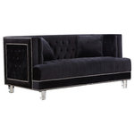 Meridian Furniture USA - Lucas Velvet Upholstered Loveseat, Black - The Lucas Collection by Meridian Furniture. Features beautifully tufted velvet upholstery with a custom nail head design and clear acrylic legs. This collection is guaranteed to be the highlight of any home.