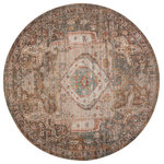 Amer Rugs - Eternal Lisbon Area Rug, Brown, 6'7"x6'7"R, Medallion - Traditional designs developed to bring old world charm to your home or office. Flaunting deep, rich color palettes, this rug is versatile enough to easily fit into a traditional or transitional home. Featuring a vintage, weathered look and a super low pile, you'll love both its design and craftsmanship. Power-loomed in Turkey from 100% polypropylene, this rug is super durable and low-maintenance.