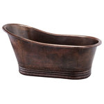 Premier Copper Products - 67" Hammered Copper Single Slipper Bathtub - Envelop yourself in luxury! Our freestanding copper bath tubs transform ordinary bathrooms into spa-like sanctuaries. The richness of the copper coupled with its natural heat conducting elements allow you to luxuriate in the tub longer  elevating bath time bliss and bathroom style to unprecedented levels.