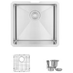 Stylish - STYLISH 19"L x 18"W Undermount Kitchen Sink Single Bowl with Grid and Strainer - This 19&rdquo; x 18&rdquo; undermount single bowl stainless steel sink is a stunning focal point for your kitchen. Its modern, rectangular design seamlessly fits any style, adding luxury and functionality. The deep basin contains splashes and accommodates large kitchenware like baking sheets, skillets, and stockpots, making it ideal for busy kitchens.