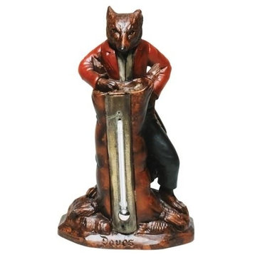 Sculpture Thermometer MOUNTAIN Lodge Whimsical Fox Resin Hand-Painted