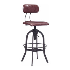 Zuo Modern Contemporary - Gering Bar Chair, Burgundy and Antique Black - Bar Stools and Counter Stools