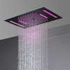 Thermostatic LED Shower Faucet Bluetooth Music Shower Head w/ 6 Body Jets, Matte Black, 23" X 15"