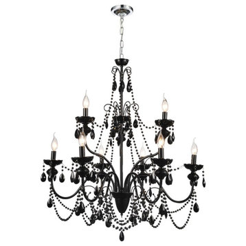 Keen 9 Light Up Chandelier with Black finish