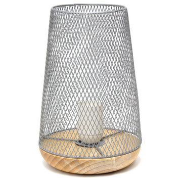 Simple Designs Gray Wired Mesh Uplight Table Lamp