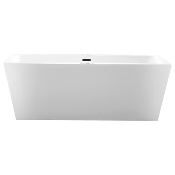 Freestanding Acrylic Bathtub, White/Matte Black, S, 59"