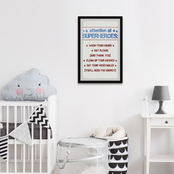 "Superhero House Rules" Framed Painting Print