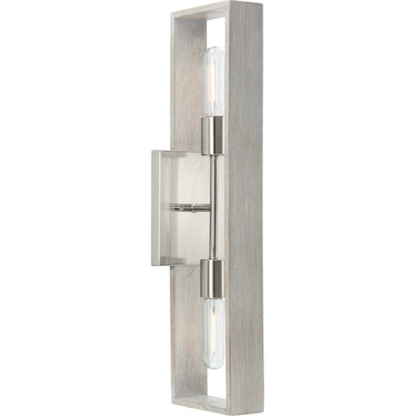 Progress Lighting P710126 Boundary 2 Light 6" Tall Wall Sconce - Brushed Nickel