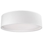 Kuzco - Dalton Round LED Flush Mount, White, 16"Dx4.125"H - FLUSH MOUNT -Round LED flush mount with a refined hand tailored textured fabric shade available in beige, black or white colors. Inside the shade is a white acrylic shade which when lit emits the light evenly throughout the whole room. Equipped with our powerful 120V, AC LED technology, 19W, fully dimmable.