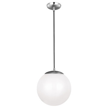 Sea Gull Lighting Hanging Globe 1-Light Pendant, Satin Aluminum, 12"