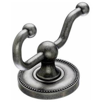 Top Knobs ED2A Edwardian Bath Double Robe Hook - Antique Pewter