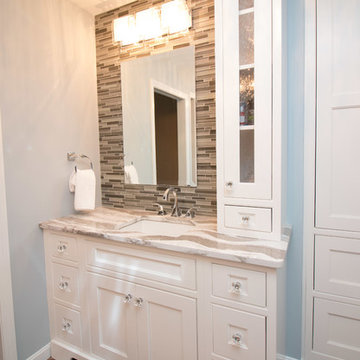 Modern Artisan Glass Bathroom Remodel w/ Cambria Oakmore Countertops