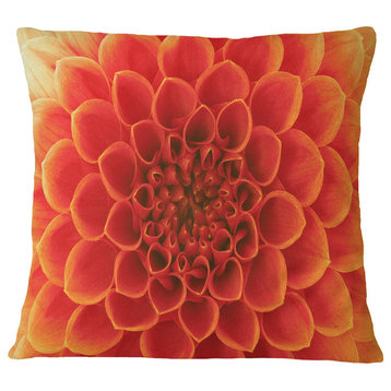 Orange Abstract Flower Petals Floral Throw Pillow, 18"x18"