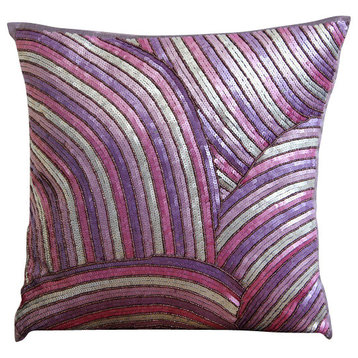 Purple Accent Pillows Art Silk 20"x20" Throw Pillow Cover, Plum Cheer