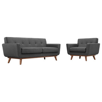 Modway Engage Armchair and Loveseat Set of 2, Gray