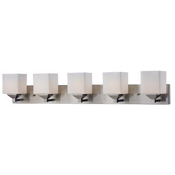 Quube Collection 5 Light Vanity Light in Brushed Nickel Finish
