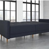 DHP Andora Coil Linen Convertible Sleeper Sofa in Navy Blue