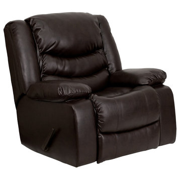 Flash Furniture Plush Brown Leather Rocker Recliner