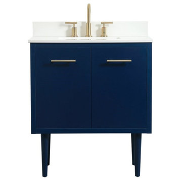 Elegant Cyrus 30" Single Bathroom Vanity VF48030MBL-BS, Blue