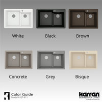 Karran 33" Top Mount Large/Small Bowl Quartz Kitchen Sink, Brown
