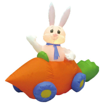Easter Inflatable Rabbit in Carrot Car, 5' Long