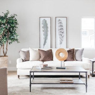 Roll-Arm Sofa in Coastal Linen with Neutrals