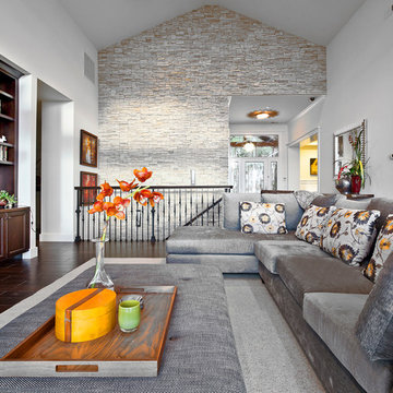 Kirkland Custom Living Room with Stone Accent Wall
