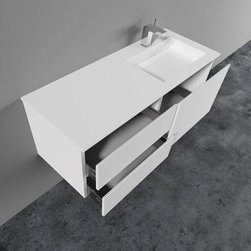 LUSSO STONE VOLA MATT WHITE VANITY UNIT AND BASIN 1200 - Products