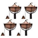 Legends Direct - Maui Tiki Torch With Pole and Snuffer, Brushed Bronze, 4 Pack - Enhance any garden or patio with The Original Maui Tiki Torch, beautifully designed and engineered for a lifetime of outdoor enjoyment. The Maui Tiki Torch head is cradled by a black steel holder that sits on a two-piece metal pole with a pointed end for easy in-ground installation. With 10 color options available to choose from we know you'll find one that's perfect for your space. This torch includes a pre-installed fiberglass wick which allows the oil to burn and not the wick. This is great for prolonged usage. The fiberglass wick also stays lit through moderate wind and even light rain. Citronella oil may be used for insect control or paraffin oil for smoke-free use. The torch head holds a sufficient amount of fuel to burn for approximately 20 hours.