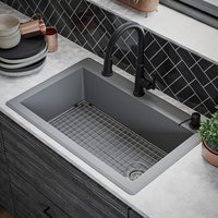 Karran Drop-In Quartz 33" 1-Hole Single Bowl Kitchen Sink Kit, Grey
