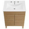 Modway Render Modern Style Wood Bathroom Vanity in Oak and White