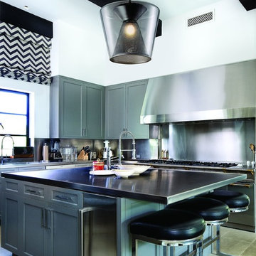 Berlin 19" LED Pendant in Gun Metal with a Clear Glass Shade