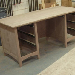 Curly Black Walnut Executive Panel Desk - Desks And Hutches