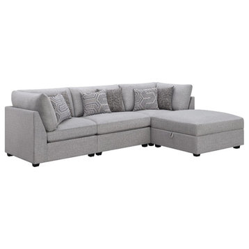 Coaster Cambria 4-Piece Upholstered Fabric Modular Sectional in Gray