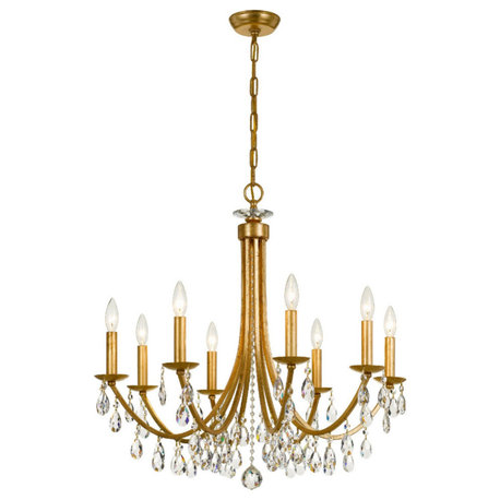 Bridgehampton 8 Light Swarovski Crystal Gold Chandelier